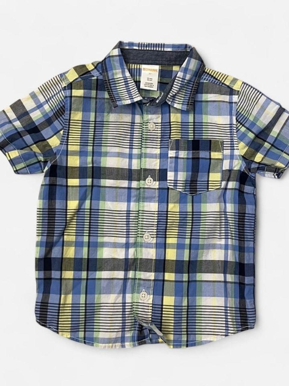 Gymboree Blue, Yellow & Green Plaid Button Down Shirt